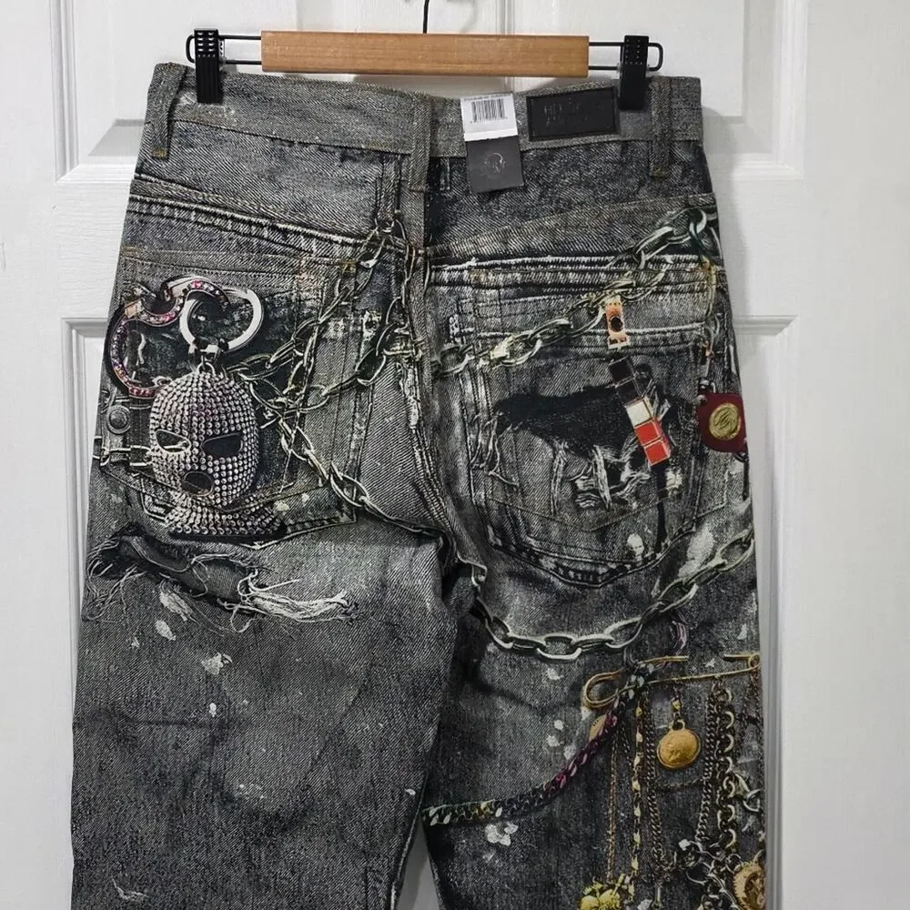 Heritage America Men's Distressed Graphic Jeans - Men's 30x33 NWT
